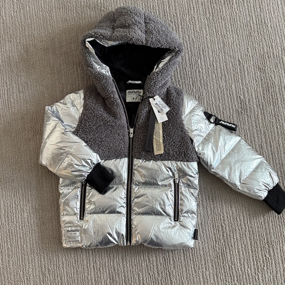 Nununu Metallic Silver Puffer Jacket - NWT - Picture 1 of 5